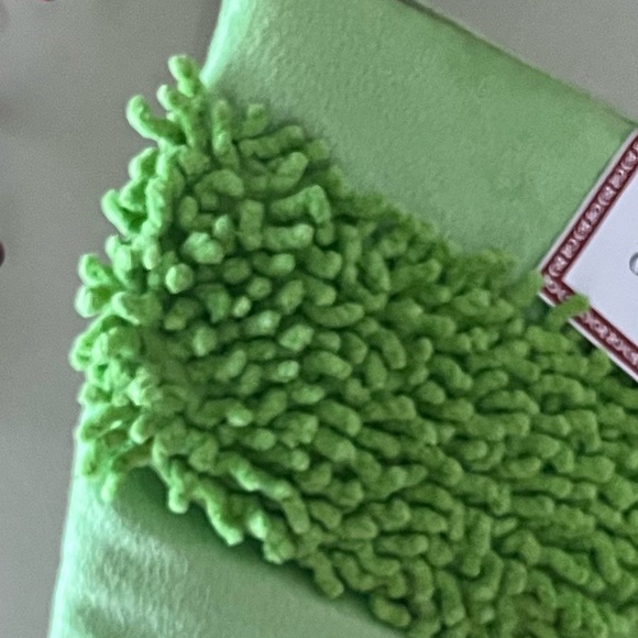 Whimsical Lime Green Xmas Stocking. 18 inches long. Pile Knot Trim. New w/ tag - Picture 4 of 6